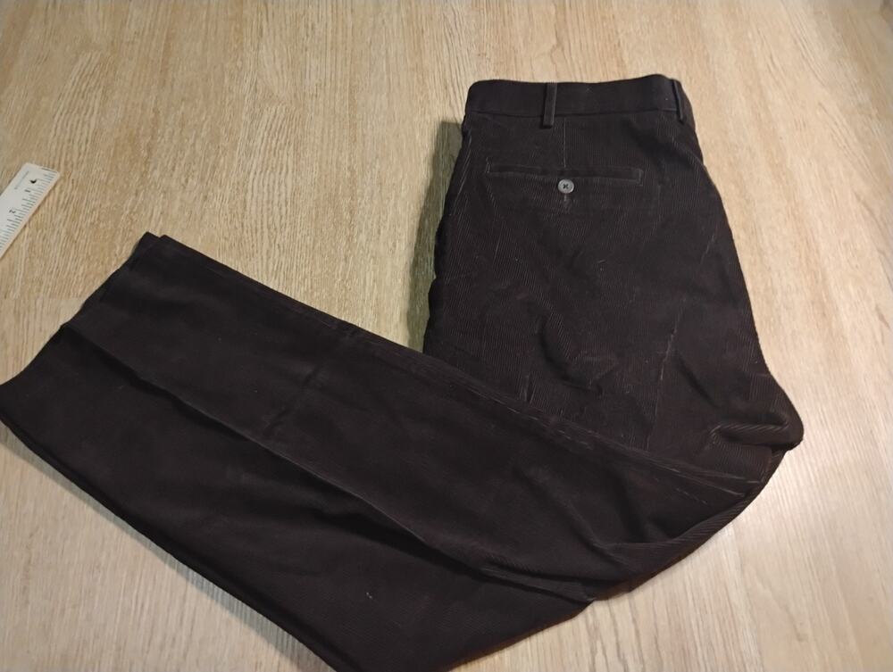 RALPH LAUREN Dewhurst Dark Brown Corduroy Flat Front Pants 38 X 30 Mens New $95